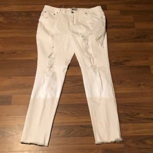 White Denim Distressed skinny Jeans